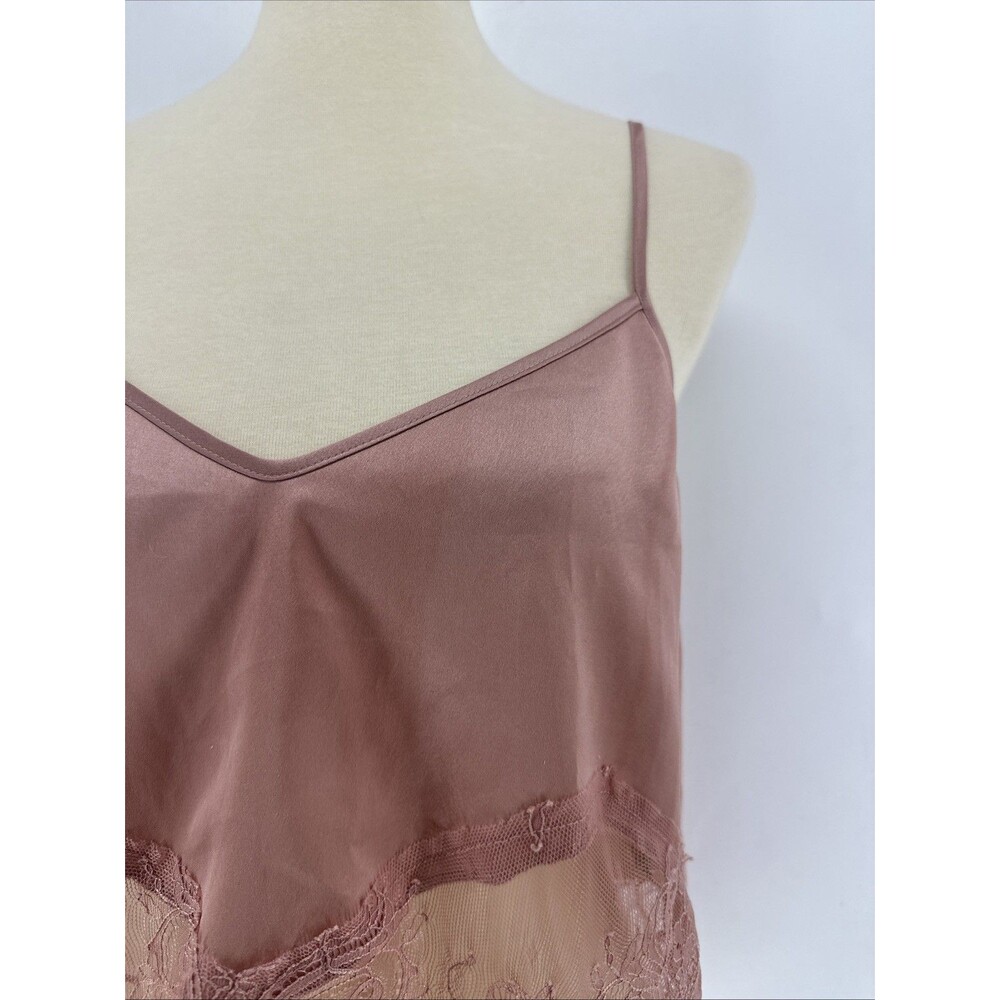 WAYF Satin Sleeveless Blouse Lace Trim - Picture 5 of 11